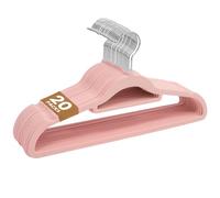 Sasha Morel 20 Pack Velvet Coat Hangers - Non Slip Velvet Hangers for Clothes, Space Saving Adult Hangers with Tie Organizer & Swivel Hooks - Clothes Hangers Wardrobe Storage - Pink