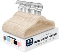 Sasha Morel 30 Pack Baby Velvet Hangers Cream With Non-Slip Flocked Finish, Space Saving Wardrobe Hangers