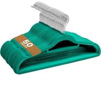 Sasha Morel 50 Pack Velvet Coat Hangers - Non-Slip Clothes Hangers With Swivel Hooks, Teal