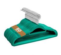 Sasha Morel 50 Pack Velvet Coat Hangers - Non Slip Velvet Hangers for Clothes, Space Saving Adult Hangers with Tie Organizer & Swivel Hooks - Clothes Hangers Wardrobe Storage - Teal