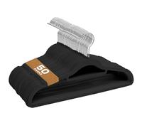 Sasha Morel 50 Pack Velvet Coat Hangers - Non Slip Velvet Hangers for Clothes, Space Saving Adult Hangers with Tie Organizer & Swivel Hooks - Clothes Hangers Wardrobe Storage - Black