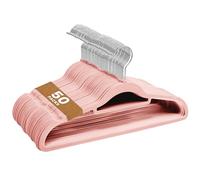 Sasha Morel 50 Pack Velvet Coat Hangers - Non Slip Velvet Hangers for Clothes, Space Saving Adult Hangers with Tie Organizer & Swivel Hooks - Clothes Hangers Wardrobe Storage - Pink