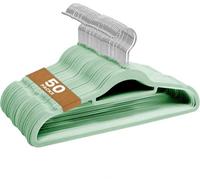 Sasha Morel 50 Pack Velvet Hangers - Non-Slip, Space-Saving Coat Hangers With Swivel Hooks & Tie Bar - Mint Green