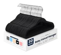 Sasha Morel Baby Velvet Hangers for Clothes 30 Pack - Non-Slip, Black