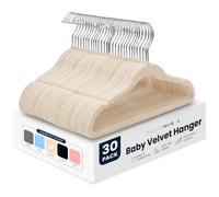 Sasha Morel Baby Velvet Hangers for Clothes 30 Pack - Non-Slip, Cream