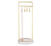 Sasha Morel Hanging Jewellery Organiser Stand - (Gold) With Marble Tray - Necklace Stand Display - Earring Holder