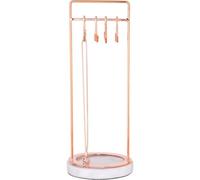 Sasha Morel Hanging Jewellery Organiser Stand - (Rose Gold) With Marble Tray - Necklace Stand Display - Earring Holder