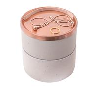 Sasha Morel Round Concrete Jewellery Storage Organiser Case Bowl Trinket Pot with Copper Metal Lid for Small Accessories - Earings Necklace Rings (Double)