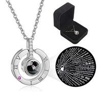 Sasha Morel Silver Clavicle Necklace 100 Languages I Love You Round Projection Pendant Necklace For Women Girls