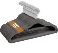 Sasha Morel Velvet Coat Hangers - 50 Pack (Grey) - Non Slip Velvet Hangers - Tie Organiser With Swivel Hooks