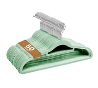 Sasha Morel Velvet Coat Hangers 50 Pack - Non-Slip Slim Hangers with Tie Organiser, Pink in Mint Sasha Morel Mint