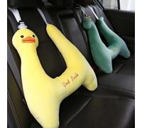 Sasha Square Kids Travel Car Seat Belt Support Pillow for Head, Neck & Body, Car Sleeping Support Cusion, H Shaped (Duck)