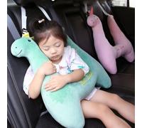 Sasha Square Kids Travel Car Seat Belt Support Pillow for Head, Neck & Body, Car Sleeping Support Cusion, H Shaped (Dinosaur)