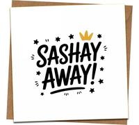 Sashay Away Greeting Card 145mm x 145mm with Kraft Envelope - Funny Sassy Leaving Card, Drag-Inspired LGBTQ Humor, Birthday or Congratulations, Blank Inside