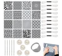 Sashiko Embroidery Kit for Beginners - 16 Reusable Stitching Templates, Thread, Needles, Thimble & Finger Guards - Japanese Sewing Kit for Hand Stitching, Quilting, and Craft Projects