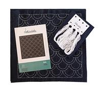 Sashiko | Japanese Embroidery Kit | 68 cm x 34 cm Pre-Printed Fabric (30 cm x 30 cm) | Special Natural Thread for Sashiko | Long Needle | Embroidery Instructions | Delicatela