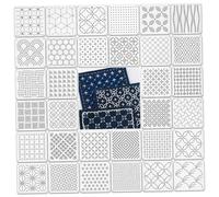 Sashiko Machine Complete Sashiko Stencil Set, 32 Pcs Reusable Geometric Embroidery Templates for Machine and Hand Quilting, 5.12x5.12 Inch Plastic Patterns - Stencils