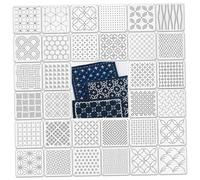Sashiko Machine Stencil Set 32 Pcs Reusable Geometric Templates - Embroidery Patterns for Machine and Hand Quilting 5.12x5.12 Plastic
