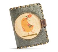 Sasi Kedi Navy Grey Small Vegan Purse - 12 Card Holder Slots, Coin Pocket, Compact Trifold Wallet for Women with Little Bird Design - A Thoughtful Gift for Her