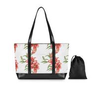 Saskatchewan Western Red Lily Beauty Summer Flowers Modern Travel Bag for Women with Zipper Canvas Tote Bag for Men with bulto para laptop