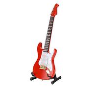 SASKATE Miniature Red Electric Guitar Model, Wooden Simulation Guitar, Home Decor Gift