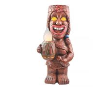 SASKATE Tiki Solar Light Statue Decor, Solar Powered Tiki Figurine with Light, for Porch Lawn Outdoor Decor Garden Lights Decoration (B)