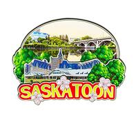 Saskatoon Canada Fridge Magnet 3D Classic Wooden Refrigerator Magnets Landmark Handmade Craft Travel Souvenir Gift Collection Decoration -2157