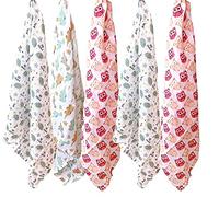 Sasma Home 100% Natural Cotton Baby Muslin Squares - 6 Pack Large Muslin Swaddle Blanket 70x70cm Beautiful Printed Unisex Soft Wash Cloths