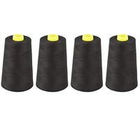 Sasma Home Overlocking Thread - 4 x 5000 Yard Spool - Polyester - Black