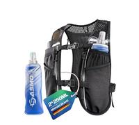 SASMO 5 L Unisex Running Vest (270 g) - Ultralight Hydration Pack with 8 Pockets & 2 x 250 ml Soft Flask | Breathable Trail Running Pack for Marathon, Hike & Cycling