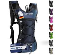 SASMO Sports Ultralight 6 L Running Backpack (300 g) - Trail & Road Running Rucksack with Insulated Water Bottle Pocket & Rain Cover - Men & Women - Blue