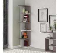 Saso' Modern Corner Bookcase Display Unit 141cm Decortie Grey 1 Pack