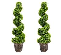 SASONS 3FT ARTIFICIAL SPIRAL TWIST TREE, SWIRL TOPIARY TREES DECORATIVE POTTED PLANT IDEAL FOR INDOOR OUTDOOR ENTRANCE HALLWAYS GARDEN (2, 3Ft/90Cm)
