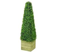 SASONS® 3Ft Pyramid Cone Tree, Quality Boxwood Planter Topiary Tree, Evergreen Artificial Plants/Trees Ideal for Indoor/Outdoor Decoration [1x3ft Pyramid Tree]