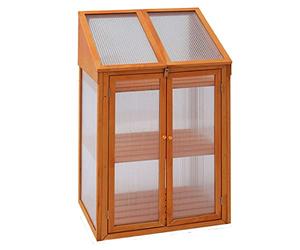 SASONS® LARGE 3 TIER WOODEN GARDEN GREENHOUSE COLD FRAME POLY-CARBONATED TRANSPARENT GLAZING GROW HOUSE OUTDOOR PLANTS’ STORAGE SHELVE UNIT GREEN HOUSE (H120 X L69 X W51 CM)