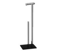 Sasons ® Quality Toilet Roll Holder Free Standing Chrome Finished Glass Base Heavy Duty 2 in 1 Bathroom Loo Tissue Paper Dispenser and Storage Holder