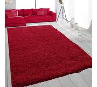 Sasons Soft Shaggy Rug, Thick Pile Non-Shedding Modern Carpet For Living Room, Bedroom & Lounge Luxury Plain Design (Red 80X150Cm)