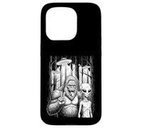 Sasquatch and Alien Peace Sign in the Forest Funny Meme Case for iPhone 15 Pro