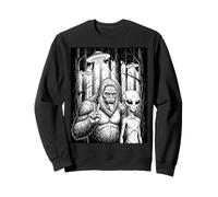 Sasquatch and Alien Peace Sign in the Forest Funny Meme Sweatshirt