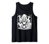 Sasquatch and Alien Peace Sign in The Forest Funny Meme Tank Top