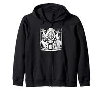 Sasquatch and Alien Peace Sign in the Forest Funny Meme Zip Hoodie