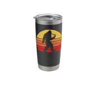Sasquatch and Pizza! Funny Eating Bigfoot & 80s Sun Graphic Stainless Steel Insulated Tumbler