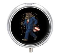 Sasquatch Bigfoot for Presidents Round Pill Box Organiser 3 Compartment Medicine Case