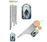Sasquatch Bigfoot in Moon Aluminium Wind Chime Memorial Chimes Soothing Melodic Windchimes for Garden Backyard Patio Outside Decor