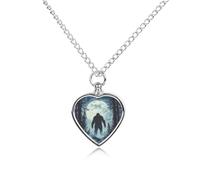 Sasquatch Bigfoot in Moon Pet Urn Necklace Memorials Funerary Ashes Pendant Heart Silver for Dog Cat Lover