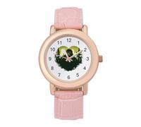 Sasquatch Bigfoot Love Heart Women's PU Leather Strap Watch Analog Quartz Watch Casual Wristwatch for Home Work
