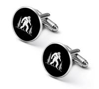 Sasquatch Bigfoot Trees 2 Pcs Men's Cuff Links Alloy Shirt Cufflinks Set Silver Business Wedding Gifts 1.7cm