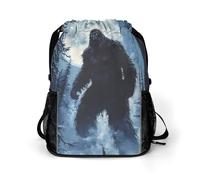 Sasquatch Bigfoot With Moon Trendy Drawstring Backpack with Shoes Compartment Gym Bag Beach Cinch for Women Men