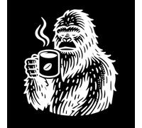 Sasquatch Coffee Break Warm Drink in The Wilderness Engraving Decals 42x47.1cm Easy Installation White