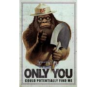 Sasquatch Decor - Bigfoot Tin Sign (Only You Can Potentially Find Bigfoot) Retro Vintage Metal Sign Home Man Cave Art 8x12 Inch